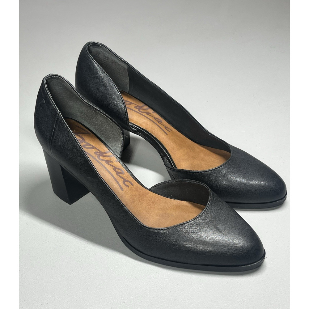 Zodiac Gracie Leather Heels Womens 8 Black d'Orsay Block Heel Shoes Slip On